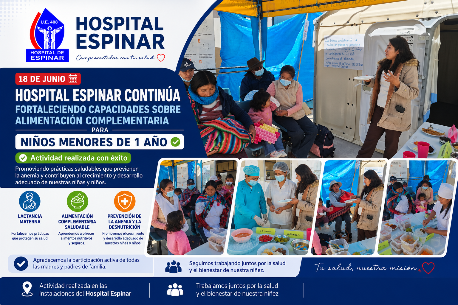 HOSPITAL ESPINAR REFUERZA ACCIONES DE PREVENCIÓN DE LA ANEMIA MEDIANTE SESIONES DEMOSTRATIVAS DIRIGIDAS A FAMILIAS